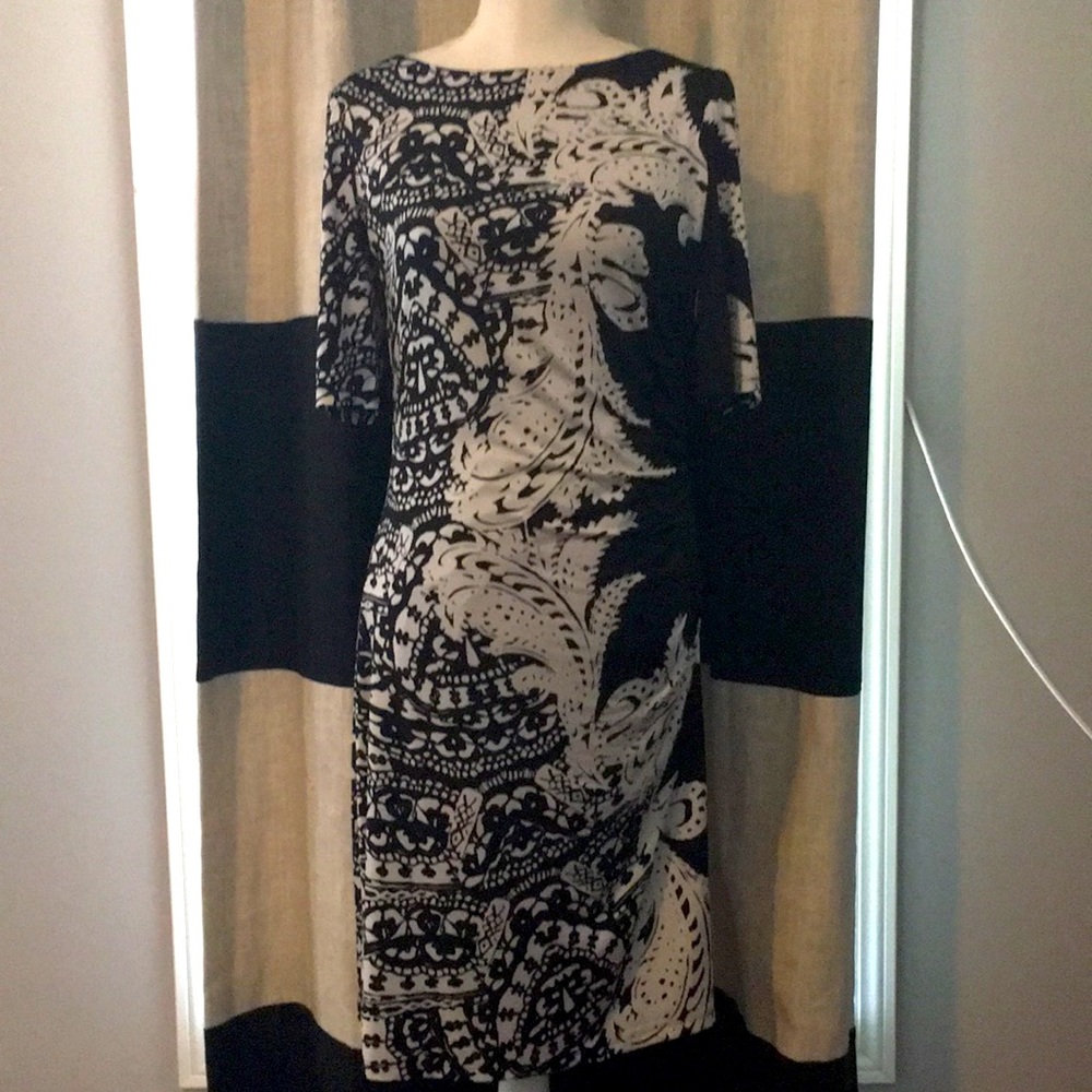 Jones New York Black and White Wrap Style Dress